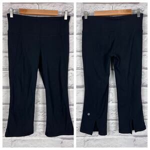LULULEMON Women's 6 Black Gather & Crow Crop Pull On Stretch Yoga Legging Pants‎